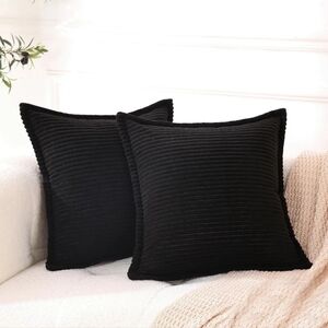 Soft Black Throw Pillow Covers (2)